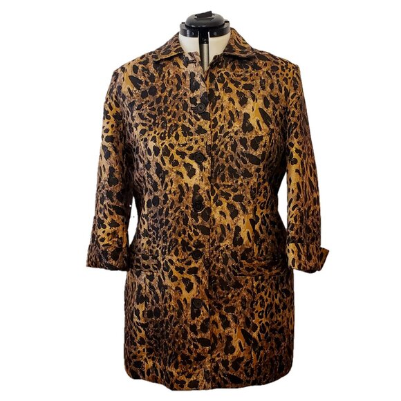 Chico's Jackets & Blazers - Chico's Lined Leopard/Cheetah Print Coat w/Metallic Gold Threads - Size 3/XL